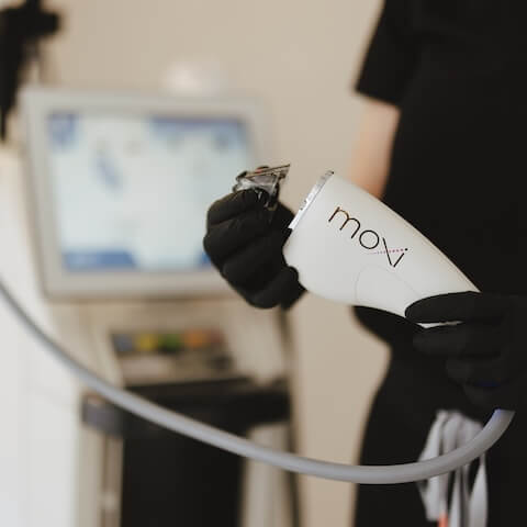 MOXI® non-ablative fractional laser treatments offered by Runway Aesthetics in Sidney, BC.